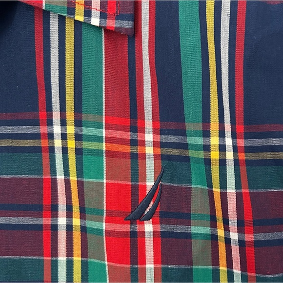 Nautica Plaid Button Down Shirt Boys XL 18/20 - Picture 7 of 10
